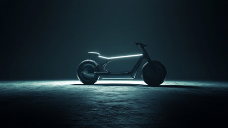 3d rendering of a scooter in dark room with backlightの写真素材