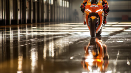 Motorcycle racer in action on the circuit of Russia.