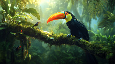 Toucan in the jungle. Beautiful bird in the nature.