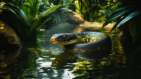 The Burmese Python (Python reticulatus) is a species of snake found in Southeast Asia.の写真素材