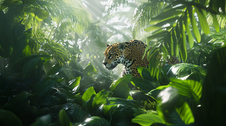 Jaguar in the jungle. Panthera onca. Wild life animal.の写真素材