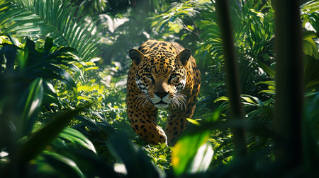 Jaguar (Panthera onca) in the jungleの写真素材