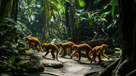 Monkeys in the rainforest of Ubud, Bali, Indonesia