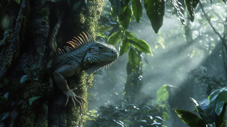 Iguana in the rainforest of Costa Rica, Central America