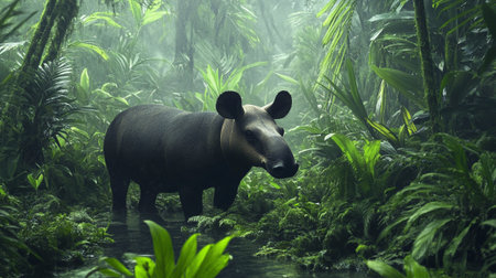 Tapir in the rainforest of the Amazon rainforest in Peru