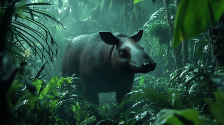 Tapir in the jungle. Wildlife scene from nature. Animal in the jungle.の写真素材