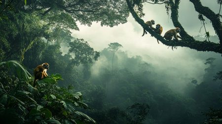 Monkey in the rainforest of Borneo, Malaysia.の写真素材