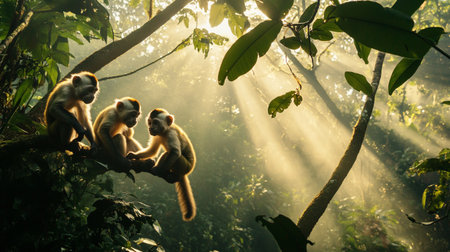 Monkey in the rainforest of Borneo, Malaysia.の写真素材