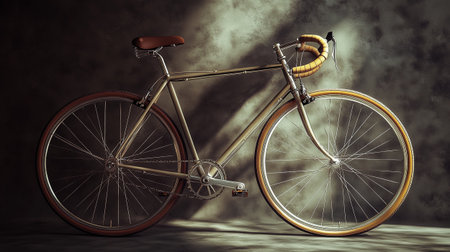 Vintage bicycle on a grunge background. 3D Renderingの写真素材