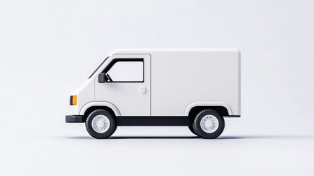 Small white delivery van on a white background. 3d rendering.