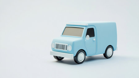 Blue toy car isolated on a white background. 3d rendering.の写真素材