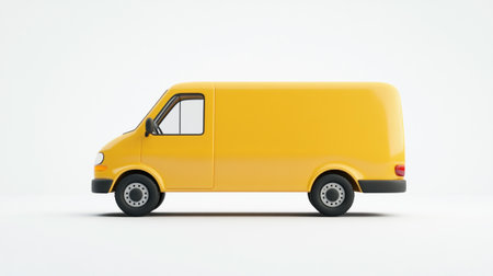Yellow delivery van isolated on white background. 3d render illustration.