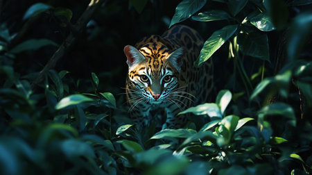 Leopard in the jungle. Wildlife scene from nature. Wild cat in the jungle.の写真素材