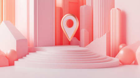 Abstract minimal scene with geometrical forms. 3d render illustrationの写真素材