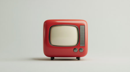 Retro red television on white background. 3d render illustration.の写真素材