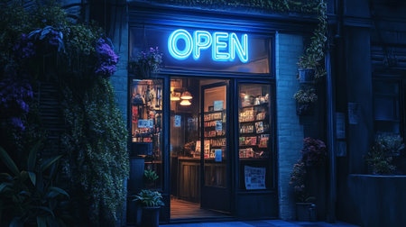 Open sign on a shop window in Camden Market, London, UK.