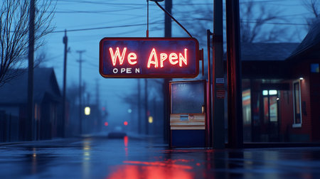 We are open sign in front of a store. 3d rendering
