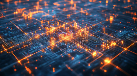 Circuit board. Technology background. 3d rendering toned image