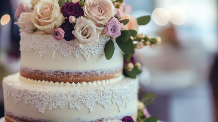 Wedding cake decorated with flowers. Wedding cake decorated with flowers