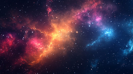 Cosmic space and stars, nebulae and galaxies, computer generated abstract backgroundの写真素材