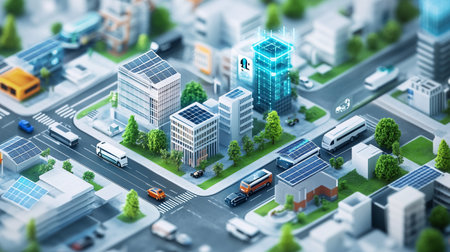The concept of smart city. 3d rendering, 3d illustration.の写真素材