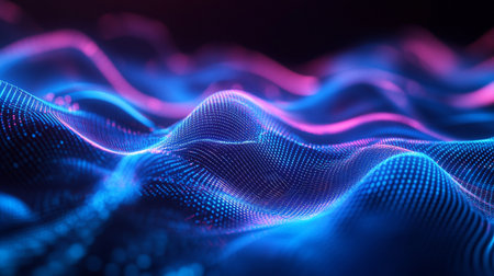 3D rendering of abstract digital wave with particles. Futuristic wave with moving dots and lines....