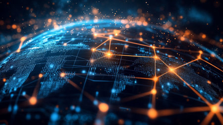 3D rendering of abstract technology background. Global network connection concept.の写真素材