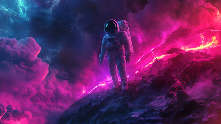 Astronaut on the background of the planet. 3D rendering