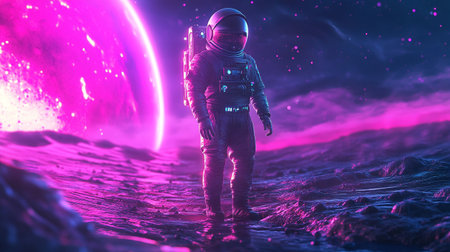 Astronaut in space. Science fiction art. 3D rendering