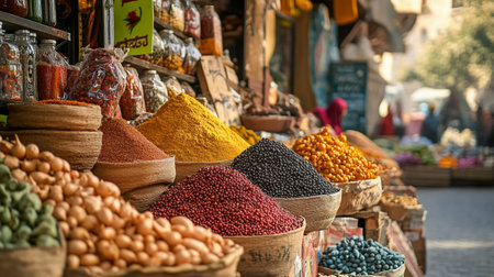 Colorful spices in the souk of Marrakesh, Moroccoの写真素材