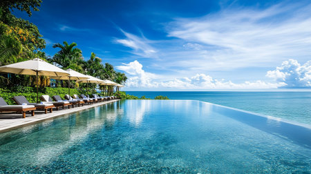 Beautiful luxury swimming pool in hotel pool resort - Holiday Vacation concept