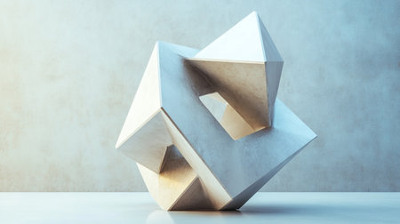 Abstract geometric shape made of polygonal paper. 3d rendering