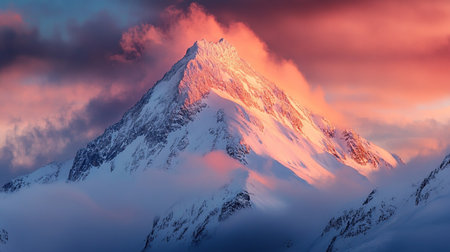 Mountain peak at sunsetの写真素材