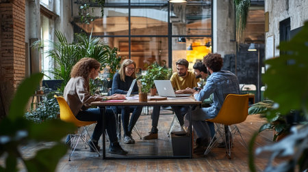 Group of diverse business people working together in creative office. Multiethnic startup business...