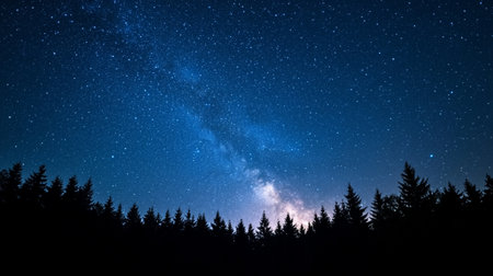 Milky Way over the forest.の写真素材