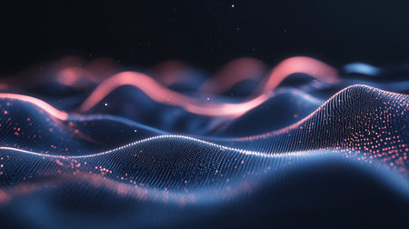 Data technology abstract futuristic illustration. Low poly shape with connecting dots and lines on dark background. 3D rendering. Big data visualization.の写真素材