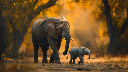 African elephant with baby in Chobe National Park, Botswana, Africa