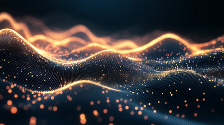 3d rendering of abstract digital wave with particles. Wave of particles. Futuristic background.