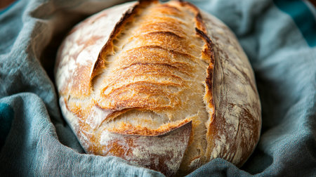 Freshly baked bread on the table. Shallow dof.の写真素材
