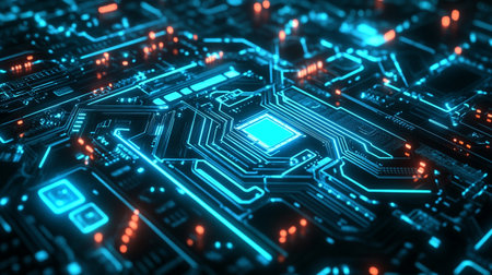 Futuristic circuit board background. 3d rendering toned image