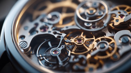 Detail of a clockwork, close-up. Time concept
