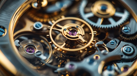 Detail of the mechanism of a watch, close-up.の写真素材