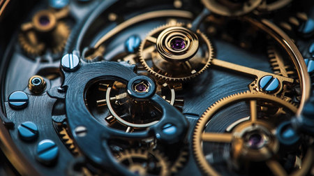 Detail of clockwork, close-up shot with selective focus