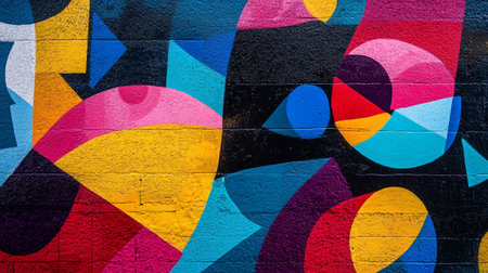 Beautiful street art graffiti. Abstract creative drawing fashion colors on the wall. Urban Contemporary Cultureの写真素材