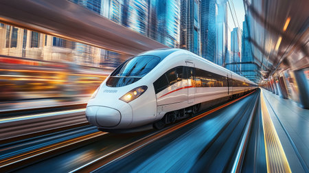 High-speed train in motion blur,shanghai china.