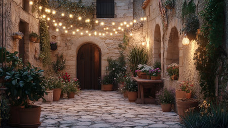 Luxury garden in the old town of Rhodes, Greece.の写真素材