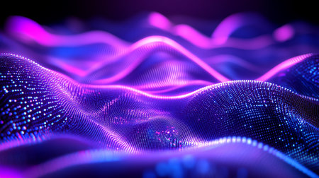 3d rendering of abstract digital particles in empty space with depth of field and bokeh. Futuristic...