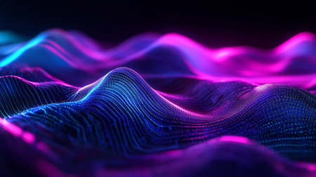 3d rendering of abstract digital wave with depth of field and bokeh