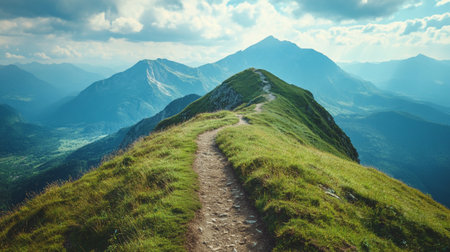 Hiking trail in the Carpathian mountains. Ukraine, Europeの写真素材