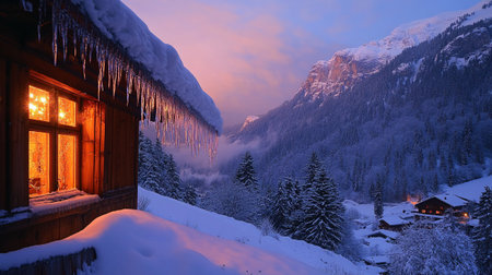Winter in the swiss alps (Braunwald, Glarus, Switzerland)